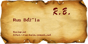 Rus Béla névjegykártya
